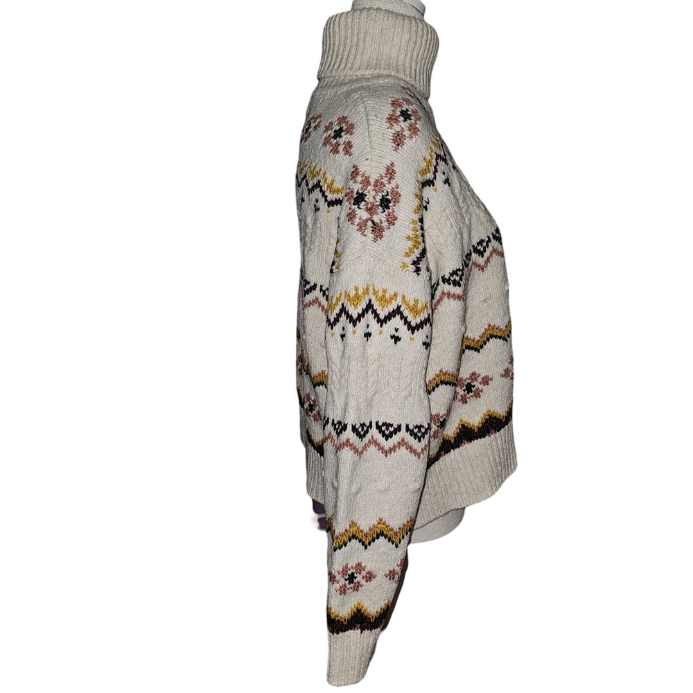 Evereve Womens Lyra Fair Isle Turtleneck Size Medium - Picture 5 of 15